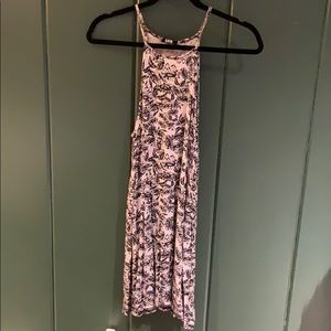 Floral Print White and Black Dress